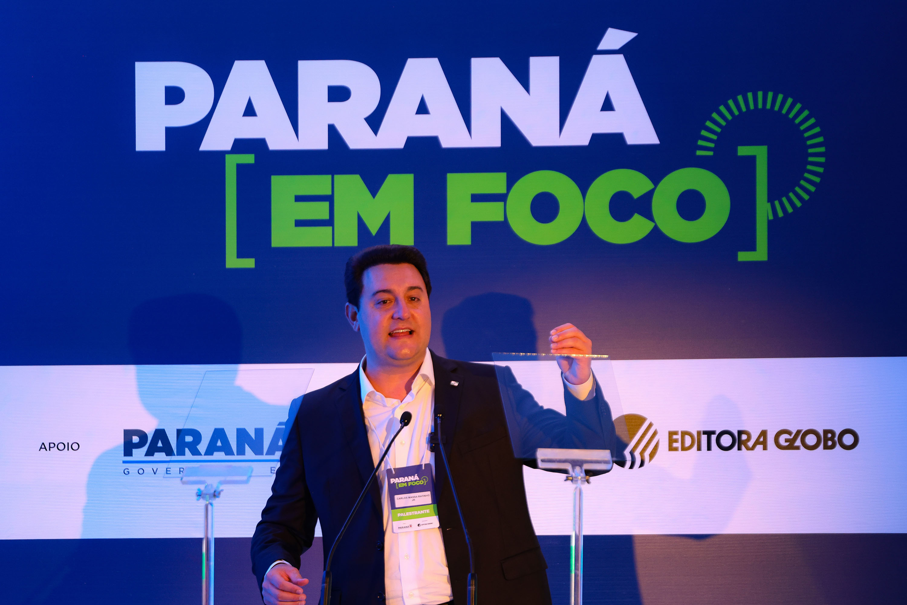 O governador Carlos Massa Ratinho Junior apresentou nesta quarta-feira (23) as oportunidades de negócios do Paraná a uma plateia de empresários e gestores de investimentos de São Paulo. Foto: Jonathan